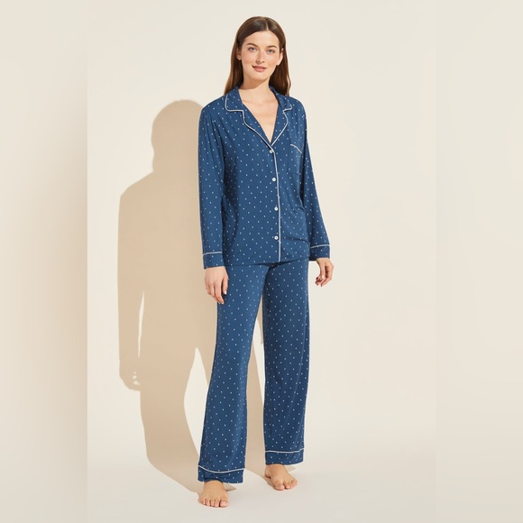 Eberjey Gisele Tencel Modal Long PJ SetLunitaMoonCelestialNavyLargeLuxury